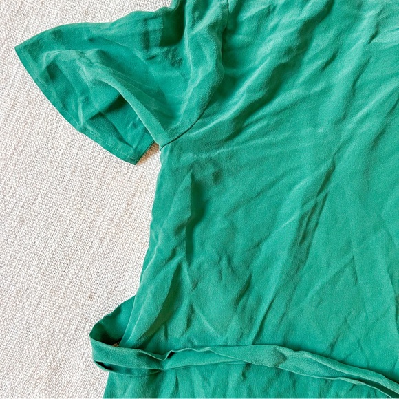 Emerald Green Short Sleeve Button Dress - Picture 6 of 6